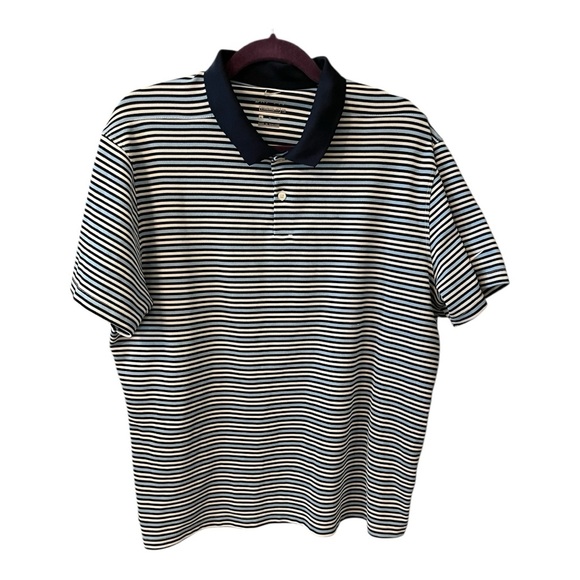 Nike Dri-FIt  Blue and White Golf‎ Victory l Striped Polo  Size XL - Picture 1 of 6